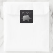 Silberelefant - schwarz quadratischer aufkleber (Tasche)