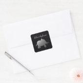 Silberelefant - schwarz quadratischer aufkleber (Umschlag)