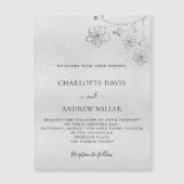 Silberer eleganter Hochzeitsmagnet Magnetkarte (Vorderseite)