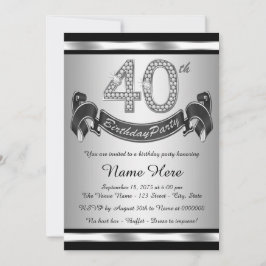 Silberes 40. Geburtstagsfest-Party Einladung