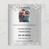 Silberes Blumenbudget Save the Date Hochzeit für F Flyer (Hinten)