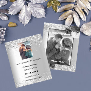 Silberes Blumenbudget Save the Date Hochzeit für F Flyer