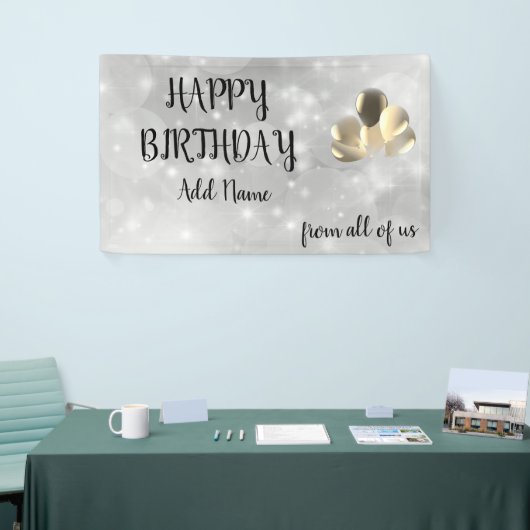 Silberes Funkelnd Design Happy Birthday Banner (Messeveranstaltung)