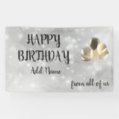 Silberes Funkelnd Design Happy Birthday Banner (Horizontal)