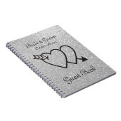 Silberes Gästebuch | Doppelherz und Pfeil Notizblock (Rechte Seite)