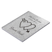 Silberes Gästebuch | Doppelherz und Pfeil Notizblock (Linke Seite)