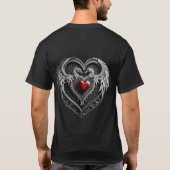 Silberes Herz mit Flügeln. T-Shirt (Rückseite)