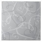 Silberes Herzmuster Fliese (Vorderseite)