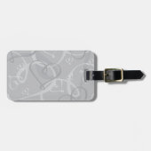Silberes Herzmuster Gepäckanhänger (Vorderseite horizontal)