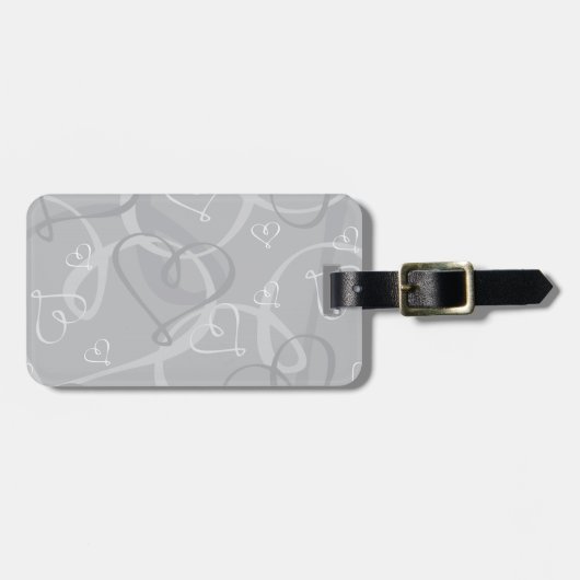 Silberes Herzmuster Gepäckanhänger (Vorderseite horizontal)