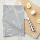 Silberes Herzmuster Küchentuch (Viertel Falte)