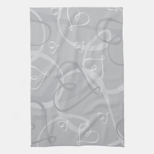 Silberes Herzmuster Küchentuch (Vertikal)