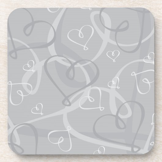 Silberes Herzmuster Untersetzer (Vorderseite)