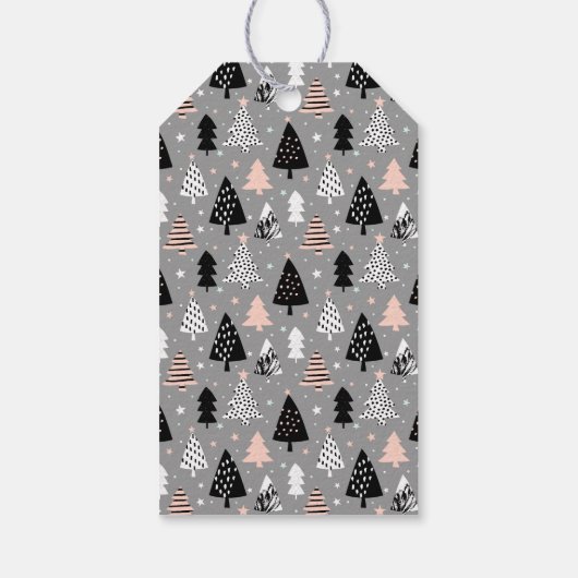 Silberes Weihnachtsbaummuster Geschenkanhänger (Rückseite)