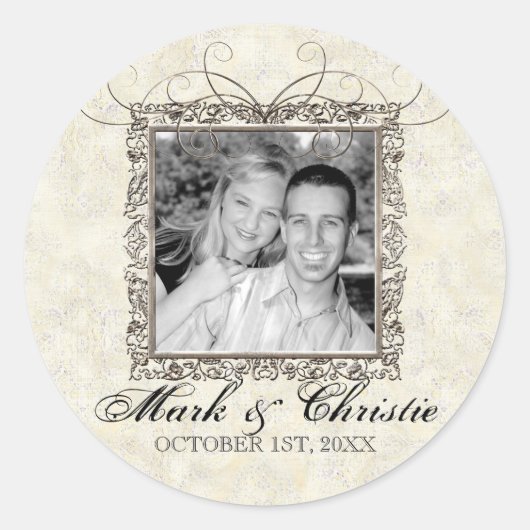 Silberes Zeitalter der Eleganz, Hochzeitsticker od Runder Aufkleber (Vorderseite)