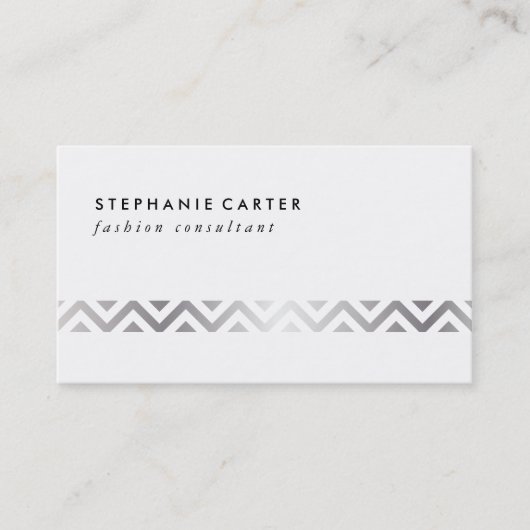Silberes Zickzack Muster Visitenkarte (Vorderseite)