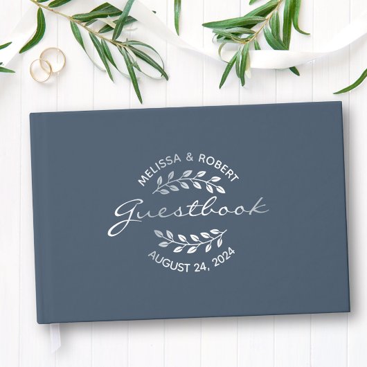 Silberfalke auf Blauer Hochzeit Gästebuch