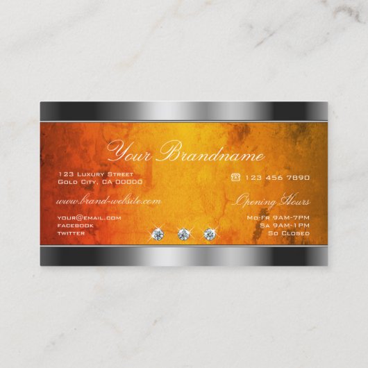 Silberfänger mit orangefarbenem Marmormuster Visitenkarte (Rückseite)