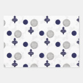 Silberfarben und Blaue Aquarellbäume und Ornamente Geschenkpapier Set (Vorderseite 3)