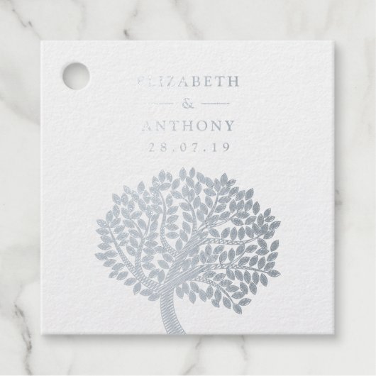 Silberfarbenbaumhochzeit Geschenkanhänger (Vorderseite)