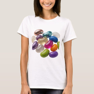 Silberfarbene Bunte Jelly Beans auf schwarzem Hint T-Shirt