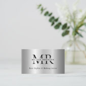 Silberfarbene Faux-Bürstmetall-Moderne-Monogramm-Q Visitenkarte (Stehend Vorderseite)