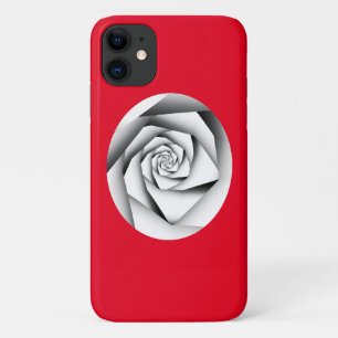 Silberfarbene geometrische Rose auf Rot Case-Mate iPhone Hülle
