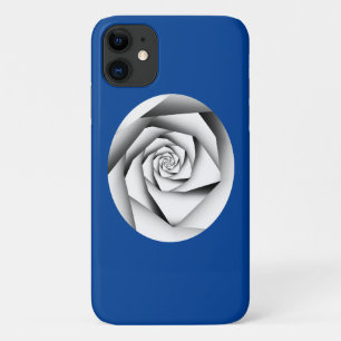 Silberfarbene geometrische Rose auf Tiefblau Case-Mate iPhone Hülle