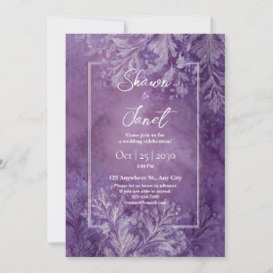 Silberfarbene Lila Farn Botanische Hochzeit Einladung