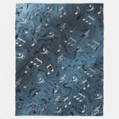silberfarbene Musiknoten in Blau Fleecedecke (Vorderseite)