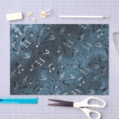silberfarbene Musiknoten in Blau Seidenpapier (Handwerk)
