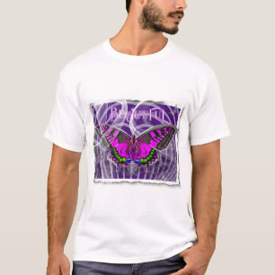 Silberfarbener Rahmen Bunter Schmetterling mit Wir T-Shirt