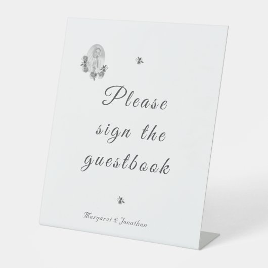 Silberfarbige Jungfrau Mary Wedding Empfang Sockelschild (Vorderseite)