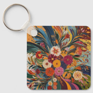 Silberfarbmetallquadratischer Schlüsselanhänger