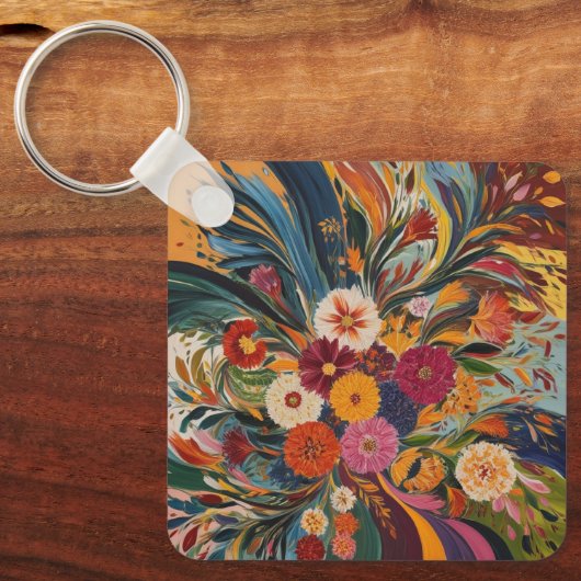 Silberfarbmetallquadratischer Schlüsselanhänger (Vorderseite)