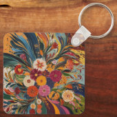 Silberfarbmetallquadratischer Schlüsselanhänger (Rückseite)