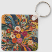 Silberfarbmetallquadratischer Schlüsselanhänger (Rückseite)