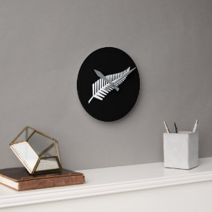 Silberfarnflagge (NZ) Runde Wanduhr