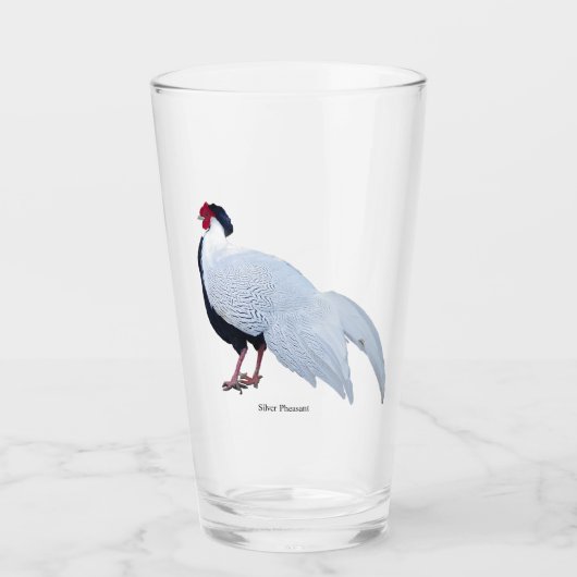 Silberfasan Glas Tasse (Vorderseite)