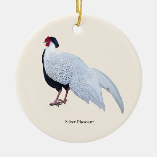 Silberfasan-Schmuck Keramik Ornament (Vorne)