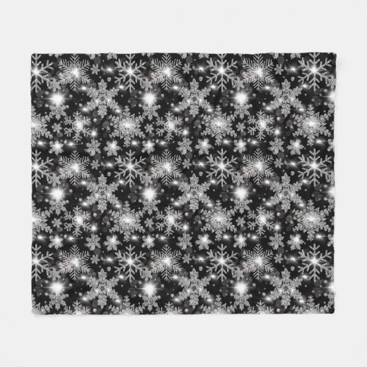 Silberfest-Schneeflockenmuster Fleecedecke (Vorderseite (Horizontal))