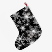 Silberfest-Schneeflockenmuster Großer Weihnachtsstrumpf (Rückseite (Hängend))