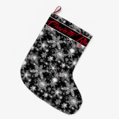 Silberfest-Schneeflockenmuster Großer Weihnachtsstrumpf (Vorderansicht (hängend))
