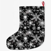 Silberfest-Schneeflockenmuster Großer Weihnachtsstrumpf (Rückseite)