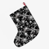 Silberfest-Schneeflockenmuster Großer Weihnachtsstrumpf (Rückseite (Hängend))