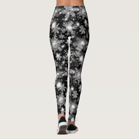 Silberfest-Schneeflockenmuster Leggings (Rückseite)