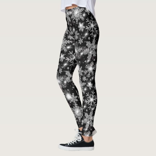 Silberfest-Schneeflockenmuster Leggings (Links)