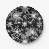 Silberfest-Schneeflockenmuster Pappteller (Vorderseite)