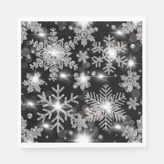 Silberfest-Schneeflockenmuster Serviette (Vorderseite)