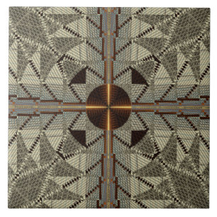 Silberfiligran mit Goldkreuz Fliese